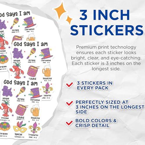 (3 Pack) Christian Decals - God Says I Am - Religious Stickers - 3 Inches On Longest Side - Easy Peel & Apply - Made in USA - 3MCS2480