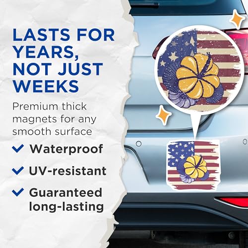 (2 Pack) Pumpkin Patriotic Magnets Magnets - 5" On Longest Side - Made in USA - Sticks to Refrigerators & Metal Surfaces - MAG8981