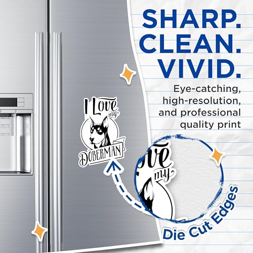 (2 Pack) I Love My Doberman Magnets - Pet Lover Fridge Magnets - Dog Breed Magnets - Cute Doberman Art Magnets- 5" On Longest Side - for Fridges, Toolboxes, Cars - Made in USA - MAG2968