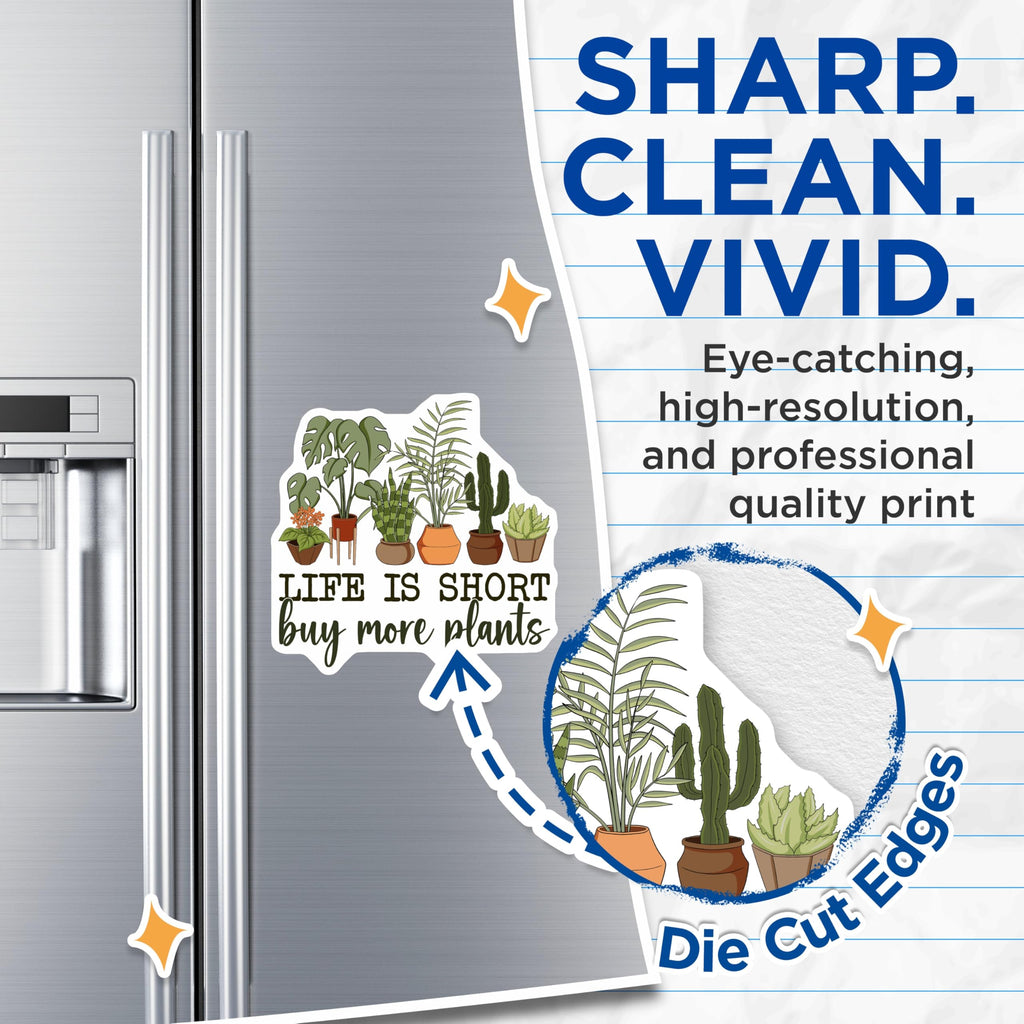 (2 Pack) Buy More Plants Magnets - Plant Lover Decor - Houseplant Quote Fridge Magnets - 5" On Longest Side - Premium Magnet - for Cars, Refrigerators, Toolboxes, Lockers - Made in USA - MAG17212