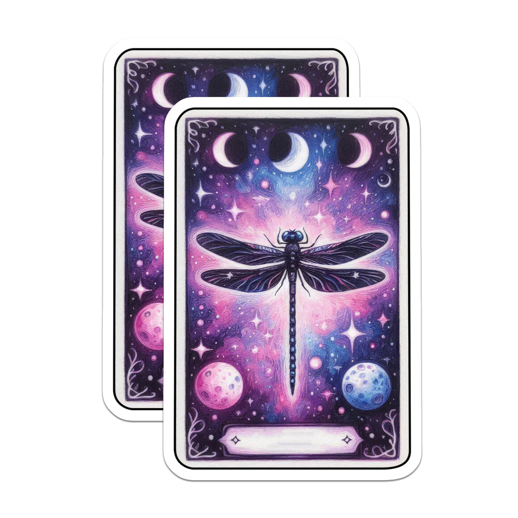 (2 Pack) Dragonfly Magnets - Celestial Cosmic Moon Phase - Mystical Insect Art Decor - 5 Inches On Longest Side - Thick Durable Magnet - Made in USA - MAG20828