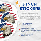(3 Pack) Eagle American Flag Decals - Patriotic USA - Laptop Stickers - 3 Inches On Longest Side - Easy Peel & Apply - Made in USA - 3MCS8716
