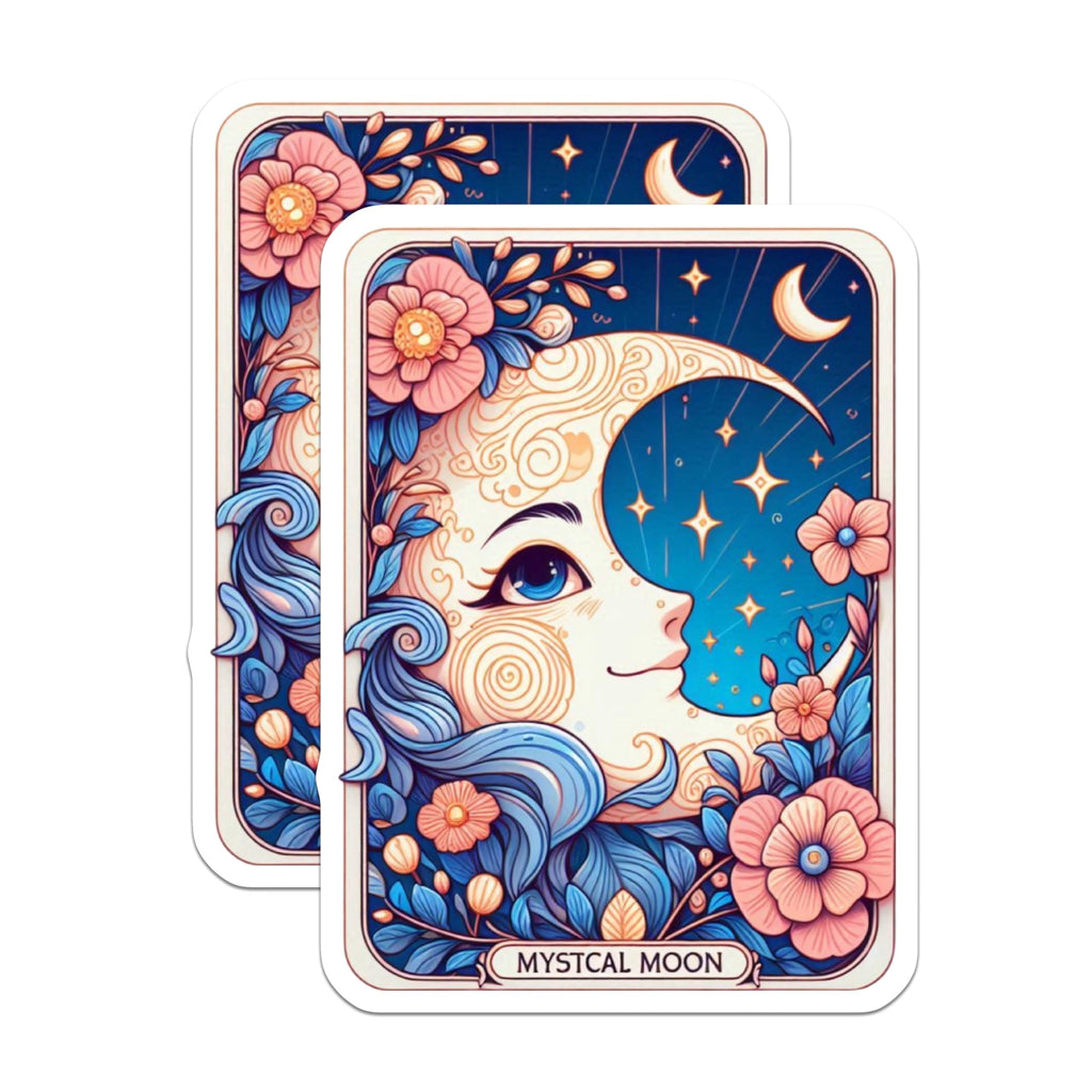 (2 Pack) Mystical Moon Face Magnets - Celestial Floral Decoration - Whimsical Dreamy Art Pieces - 5 Inches On Longest Side - Thick Durable Magnet - Made in USA - MAG21075