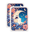 (2 Pack) Mystical Moon Face Magnets - Celestial Floral Decoration - Whimsical Dreamy Art Pieces - 5 Inches On Longest Side - Thick Durable Magnet - Made in USA - MAG21075