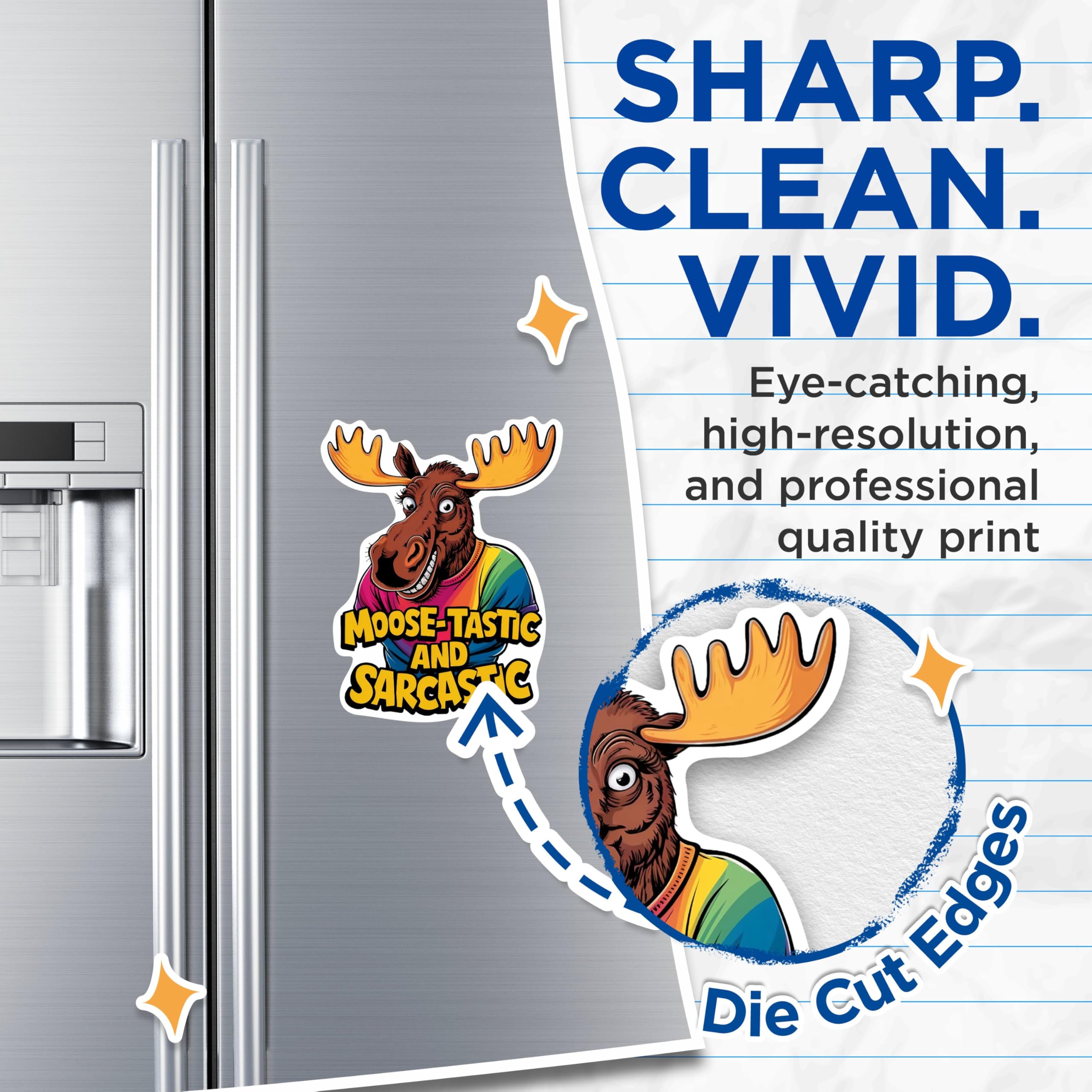 (2 Pack) Moose-Tastic and Sarcastic Magnets - Funny Punny Animal Puns - Sarcastic Magnet - 5 Inches On Longest Side - Premium Vinyl - for Cars, Refrigerators, Toolboxes - Made in USA - MAG2032