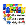 (2 Pack) Autism Mama Magnets - Proud Autism Mom Awareness - Special Needs Parent Support Refrigerator Decor - 5 Inches On Longest Side - Thick Durable Magnet - Made in USA - MAG25063