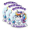 (3 Pack) Unicorn Scientist Decals - Science is Magical - Laptop Decal - Cute Rainbow Decal - 3 Inches On Longest Side - Easy Peel & Apply - Made in USA - 3MCS6828