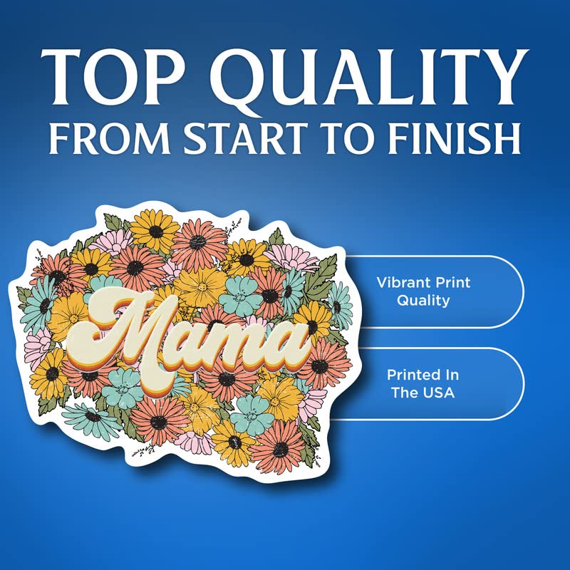 (3 Pack) Mama Sticker - Floral Flower Colorful Vibrant - Garden Beautifu Positive Vinyl Sticker Decal - 4" - Made in USA - FBABMCS037