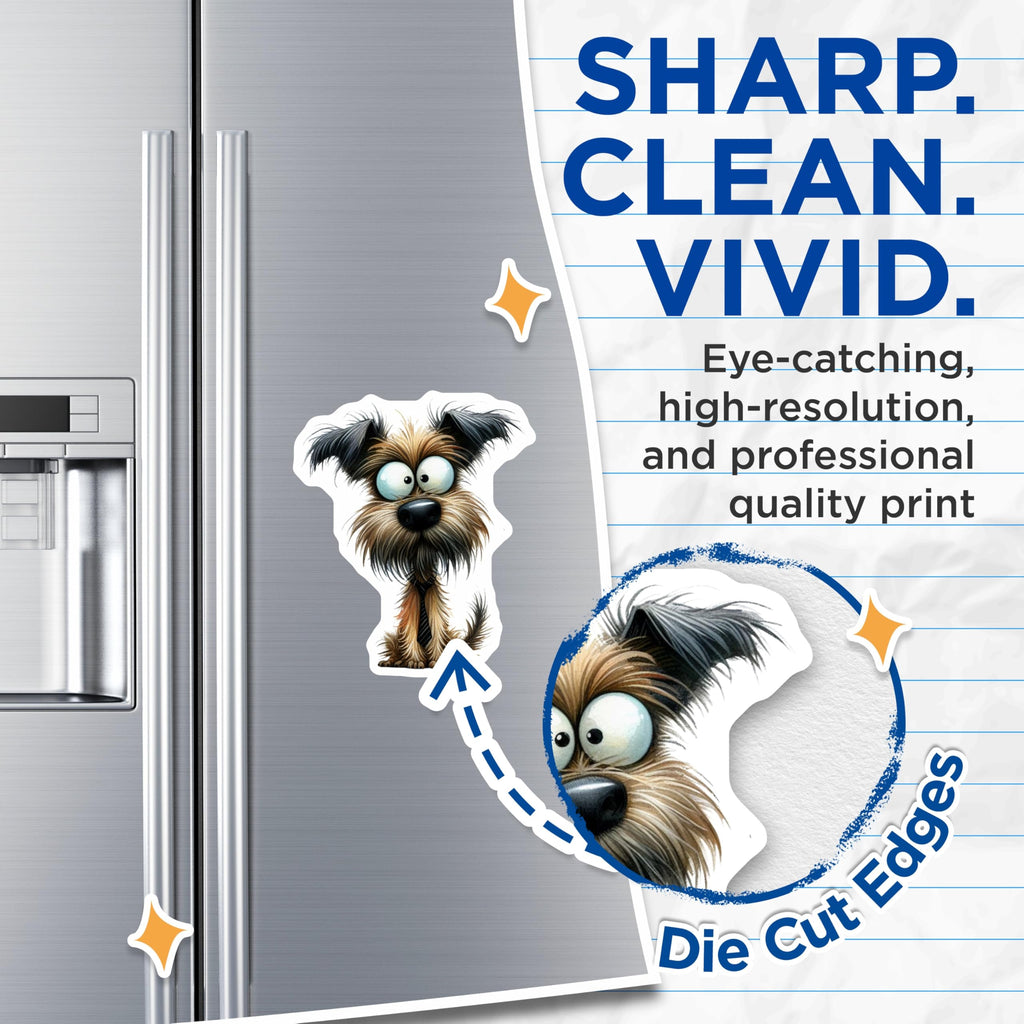 (2 Pack) Funny Shaggy Dog Magnets - Business Puppy Office Decor - Cute Animal Lover Refrigerator - 5 Inches On Longest Side - Thick Durable Magnet - Made in USA - MAG30837