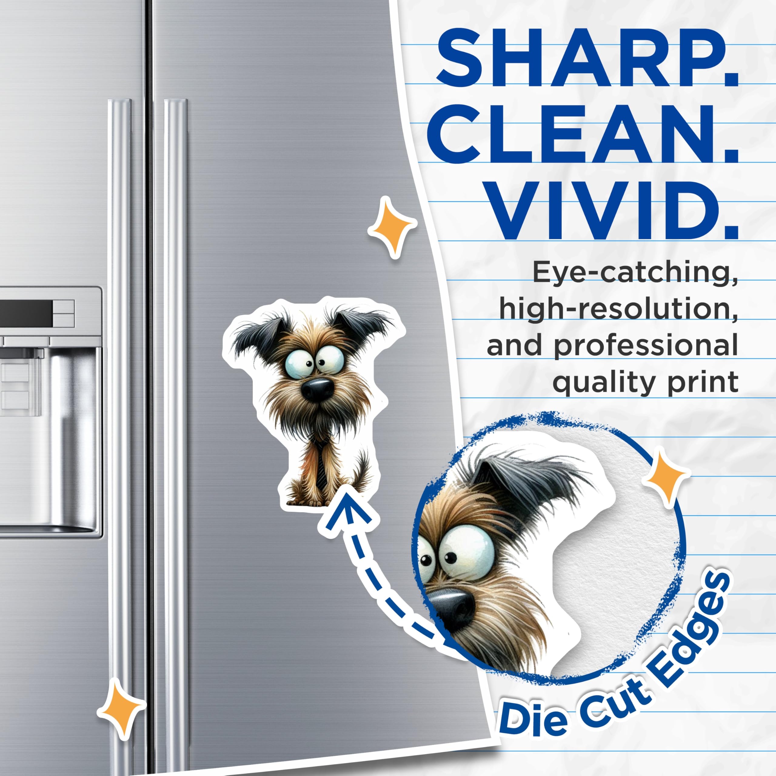 (2 Pack) Funny Shaggy Dog Magnets - Business Puppy Office Decor - Cute Animal Lover Refrigerator - 5 Inches On Longest Side - Thick Durable Magnet - Made in USA - MAG30837
