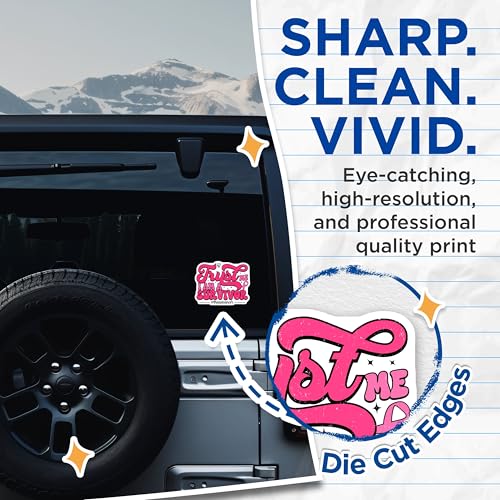 (2 Pack) Trust Me I am a Survivor Stickers - Breast Cancer Awareness - Inspirational Decal - 5" On Longest Side - Sticks to Smooth Flat Surfaces - Made in USA - BMCS5825