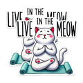 (2 Packs) Live In The Meow Stickers - Cute Funny Peaceful Cat Meditating Meditation Decals - 5 Inches On Longest Side - Premium Vinyl Decal - Sticks To Any Smooth Flat Surface - Made In USA - BMCS2415