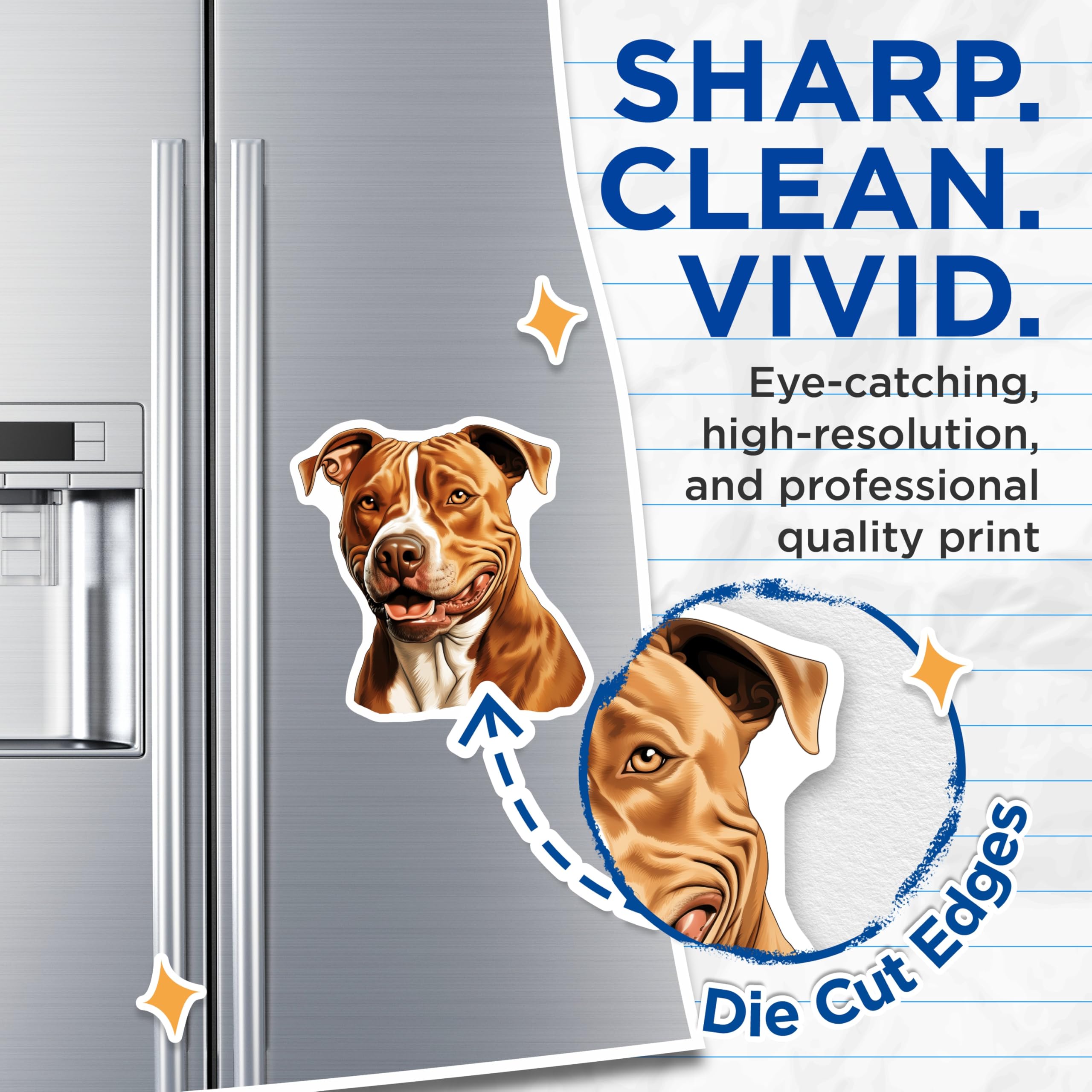 (2 Pack) Pitbull Dog Magnets - Canine Lover Decor - Happy Pet Parent Accessories - Refrigerator Art - 5 Inches On Longest Side - Thick Durable Magnet - Made in USA - MAG30187