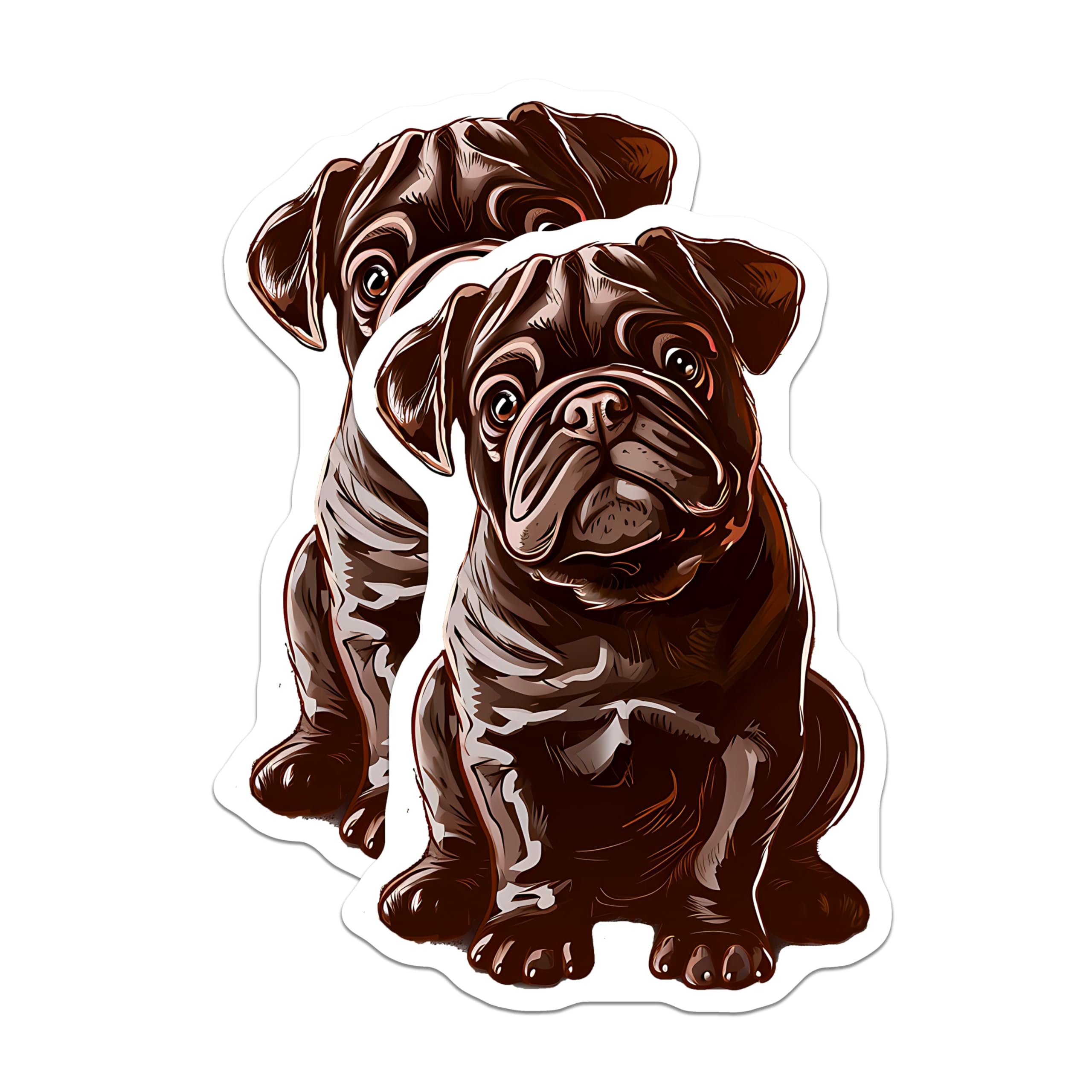 (2 Pack) Pug Dog Magnets - Cute Pet - Fridge Decor - Animal Lover - 5" On Longest Side - Premium Magnet - for Cars, Refrigerators, Toolboxes, Lockers - Made in USA - MAG16522