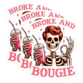 (3 Pack) Broke and Bougie Decals - Skeleton Decal - Trendy Decal - 3 Inches On Longest Side - Easy Peel & Apply - Made in USA - 3MCS8529