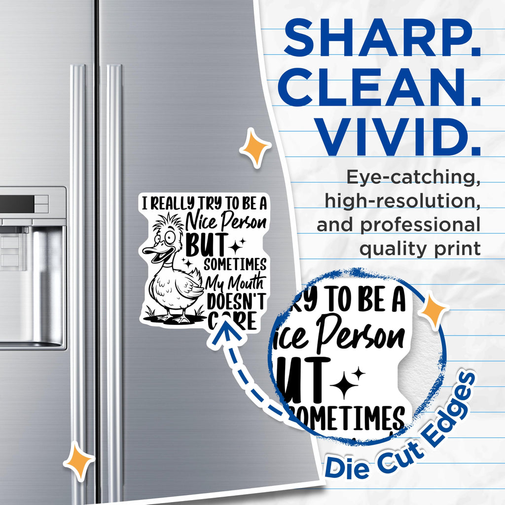 (2 Pack) Sarcastic Duck Magnets - Funny Quote - Refrigerator Decor - 5" On Longest Side - Premium Magnet - for Cars, Refrigerators, Toolboxes, Lockers - Made in USA - MAG17036