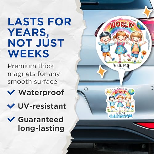 (2 Pack) Future of The World Magnets - Classroom Decor - School Teacher Inspiration - Educational Supplies - 5" On Longest Side - for Cars, Fridges, Toolboxes - Made in USA -