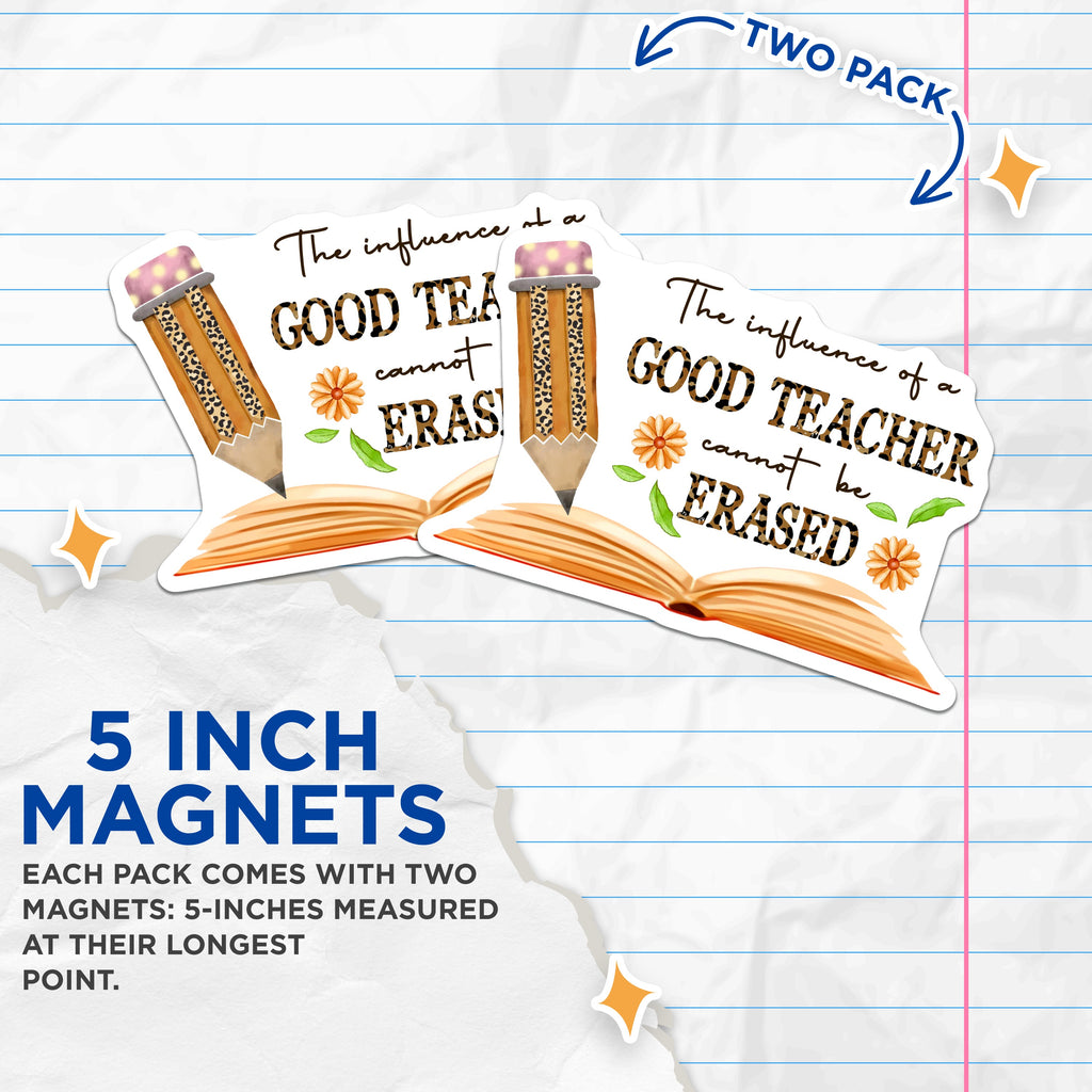 (2 Pack) Good Teacher Magnets - Educator Appreciation Recognition - School Staff End Year - Mentor Farewell Keepsake - 5 Inches On Longest Side - Thick Durable Magnet - Made in USA - MAG37605