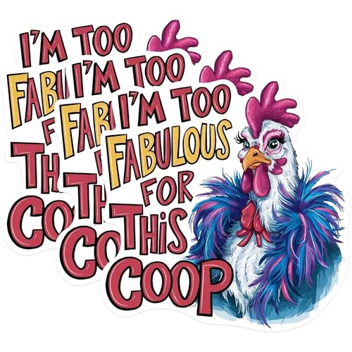 (3 Pack) Fabulous Chicken Decals - Funny Farm Animal Art - Sassy Hen Laptop Decal - 3 Inches On Longest Side - Easy Peel & Apply - Made in USA - 3MCS0893