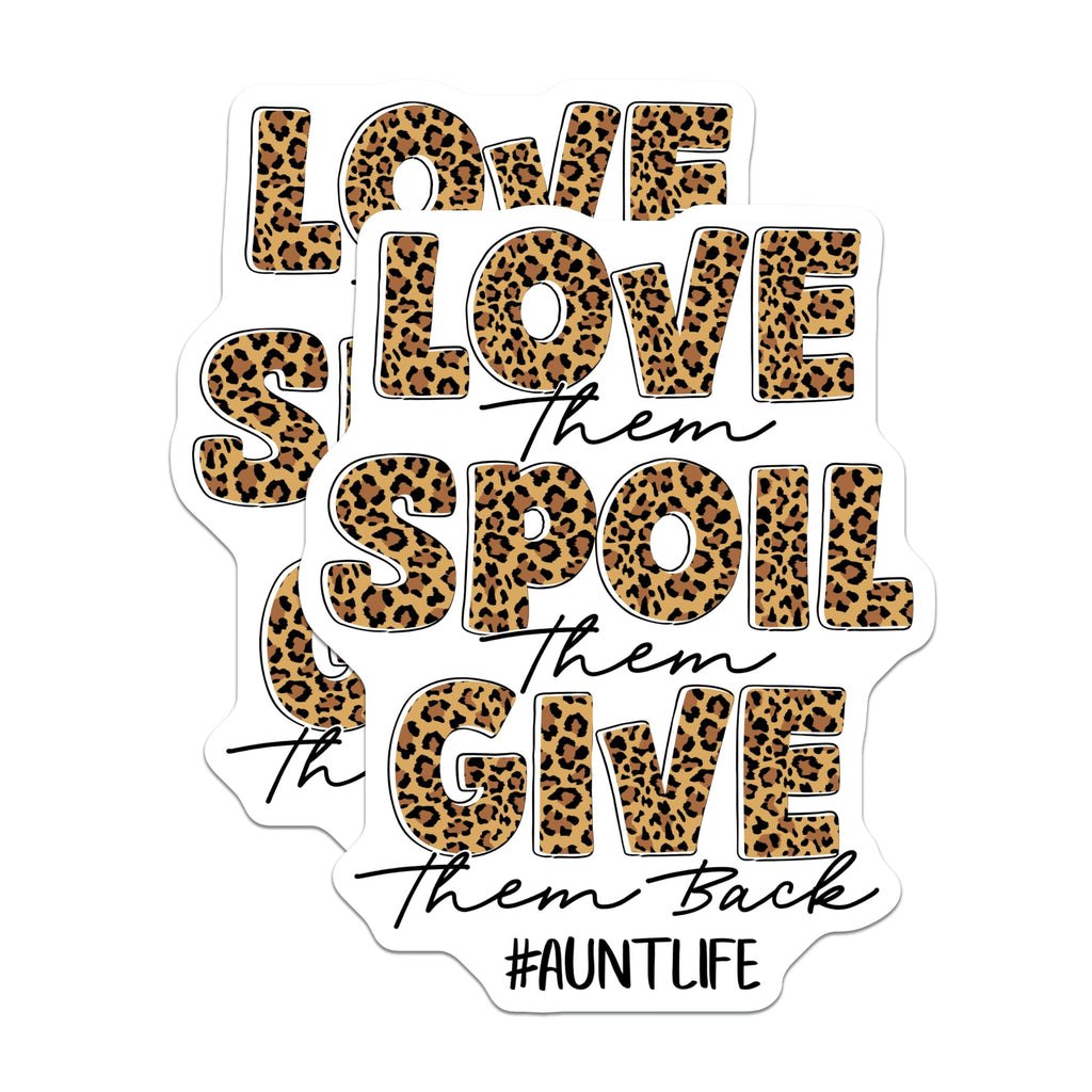 (2 Pack) Aunt Life Magnets - Leopard Print Auntie Quote - Funny Saying for Aunts - Refrigerator Locker Decor - 5 Inches On Longest Side - Thick Durable Magnet - Made in USA - MAG20830