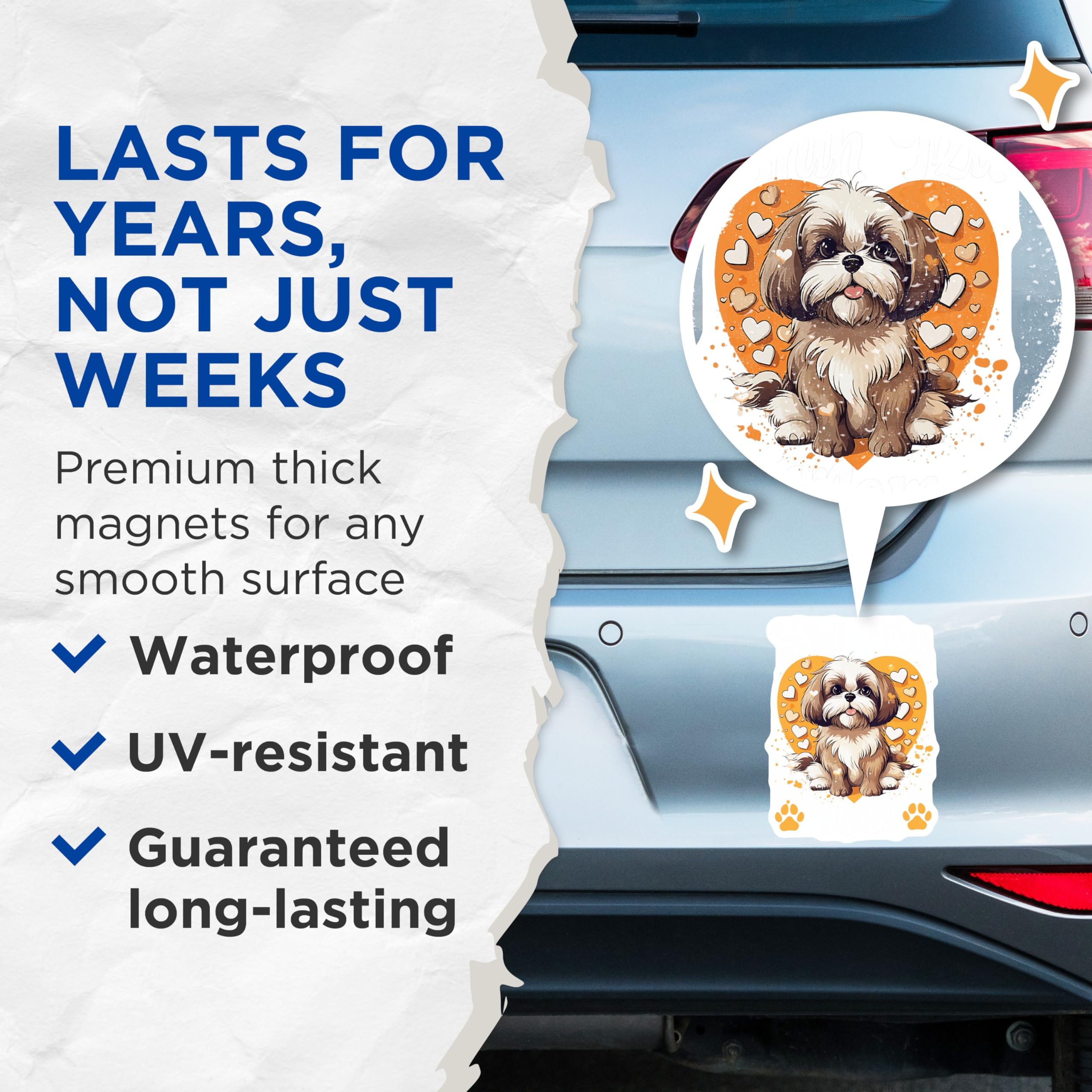 (2 Pack) Shih Tzu Mom Magnets - Cute Puppy Dog Breed Decor - Canine Pet Lover Refrigerator Accent - Animal Fan Collectible - 5 Inches On Longest Side - Thick Durable Magnet - Made in USA - MAG23504