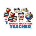 (2 Pack) Special Education Teacher Stickers - Apple Teacher Gift - Back to School - Classroom Decor - 5" On Longest Side - Sticks to Smooth Flat Surfaces - Made in USA - BMCS8034