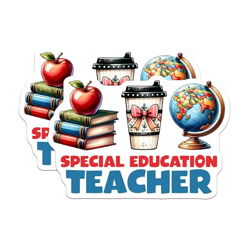 (2 Pack) Special Education Teacher Stickers - Apple Teacher Gift - Back to School - Classroom Decor - 5" On Longest Side - Sticks to Smooth Flat Surfaces - Made in USA - BMCS8034