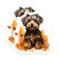 (2 Pack) Cute Yorkie Magnets - Fall Dog Decor - Pet Lover Refrigerator Magnets - 5 Inches On Longest Side - Thick Durable Magnet - Made in USA - MAG26757