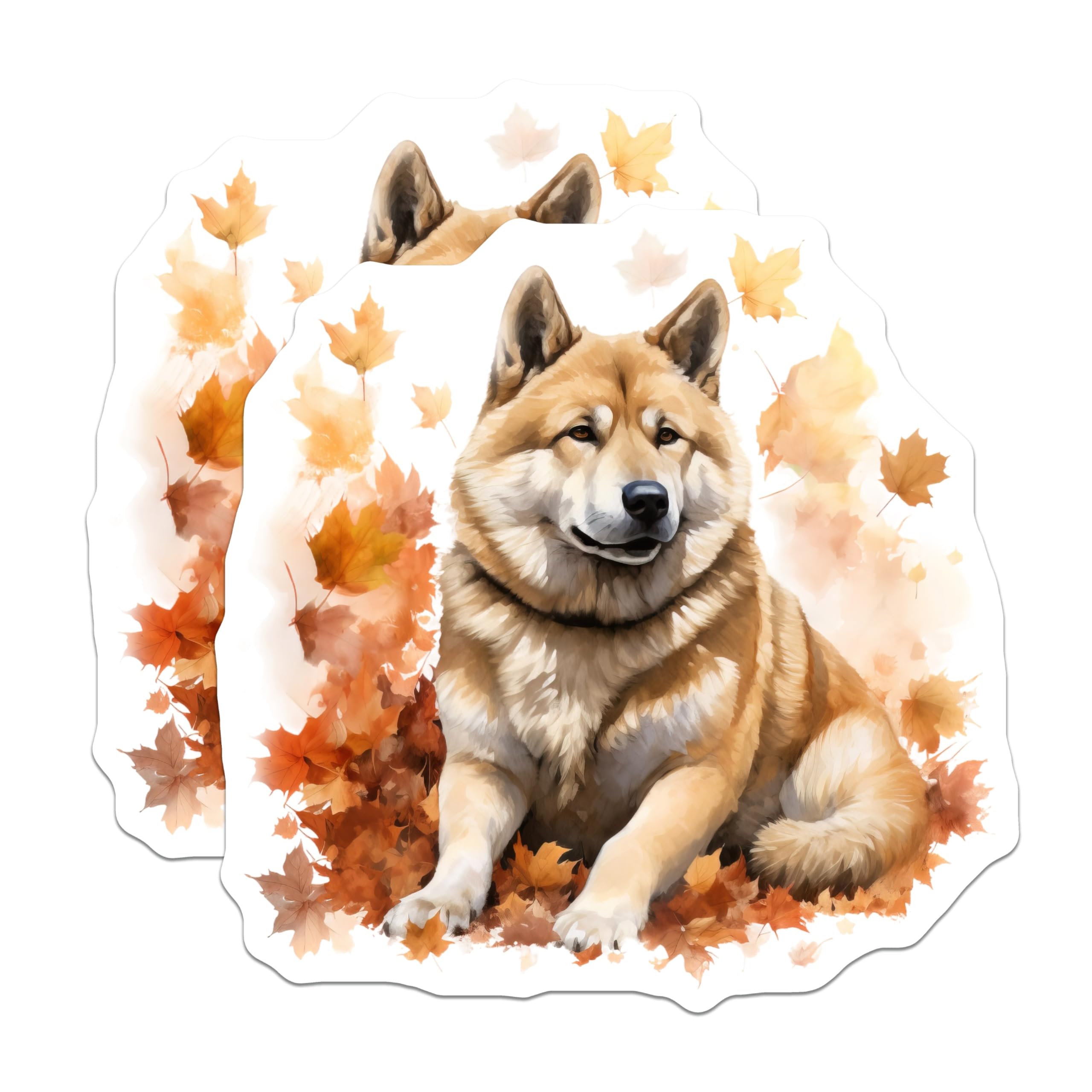 (2 Pack) Akita Shiba Dog Magnets - Autumn Leaves Decor - Fall Pet Lover Kitchen - 5 Inches On Longest Side - Thick Durable Magnet - Made in USA - MAG30299