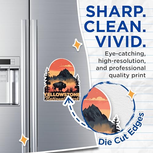 (2 Packs) Yellowstone National Park Magnets - Yellowstone National Magnets - 5 Inches On Longest Side - Premium Magnet - for Fridges, Toolboxes, Cars - Made in USA - MAG2546