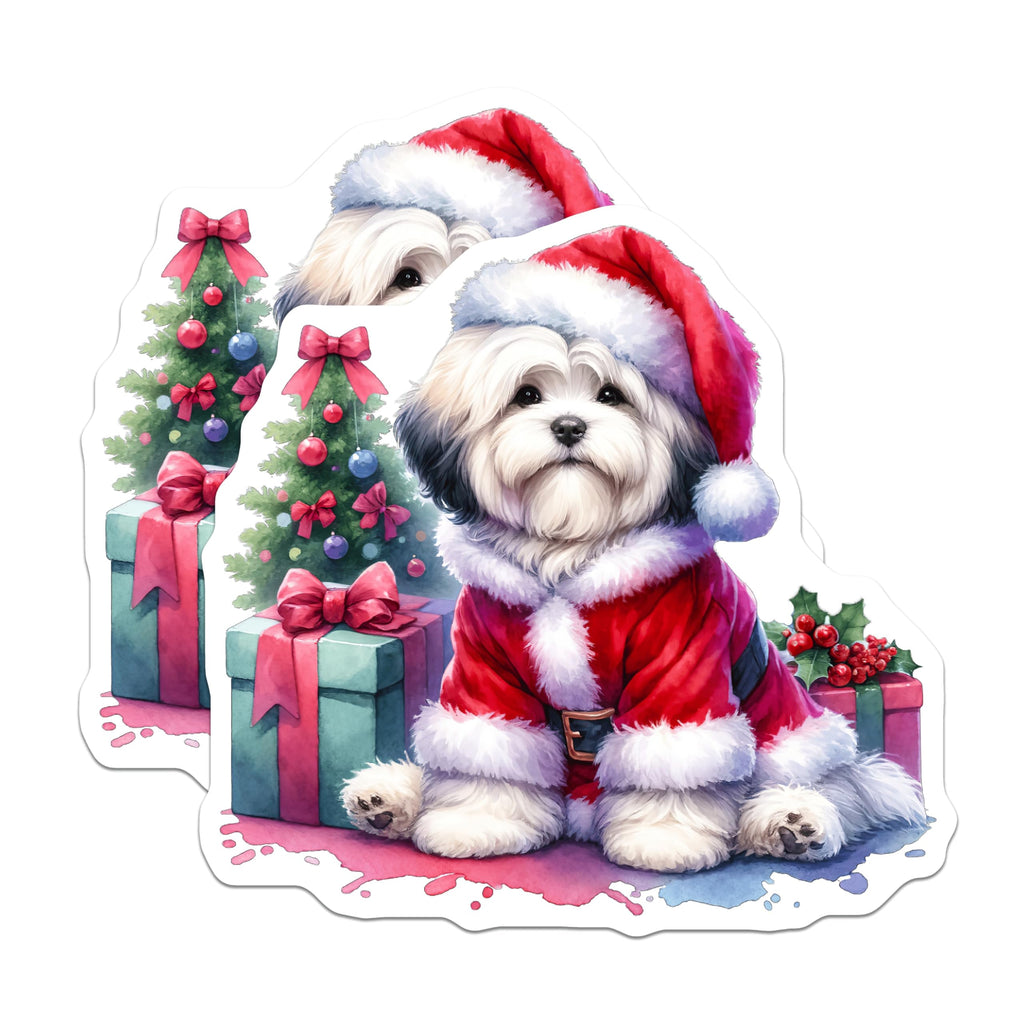 (2 Pack) Santa Dog Magnets - Christmas Puppy Decor - Holiday Refrigerator Art - 5 Inches On Longest Side - Thick Durable Magnet - Made in USA - MAG24771
