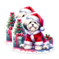 (2 Pack) Santa Dog Magnets - Christmas Puppy Decor - Holiday Refrigerator Art - 5 Inches On Longest Side - Thick Durable Magnet - Made in USA - MAG24771