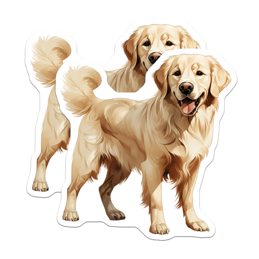 (2 Pack) Golden Retriever Magnets - Loyal Dog Breed Art - Happy Pet Lover Home Decor for Fridge - 5 Inches On Longest Side - Thick Durable Magnet - Made in USA - MAG23597