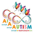 (3 Pack) Autism Awareness Decals - Infinity Symbol Butterfly - Accept Understand Love - 3 Inches On Longest Side - Easy Peel & Apply - Made in USA - 3MCS6892