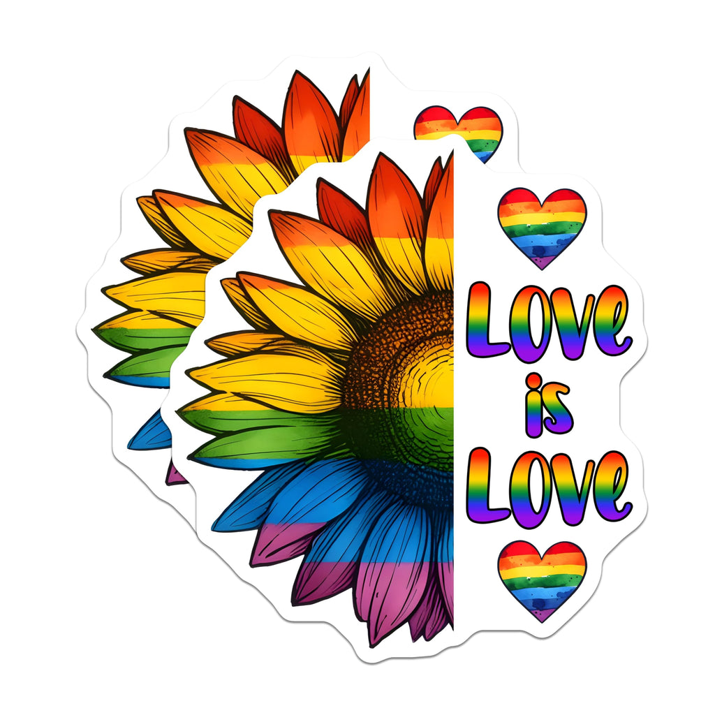 (2 Pack) Pride Magnets - LGBTQ Sunflower Art - Rainbow Heart Love is Love - 5" On Longest Side - Premium Magnet - for Cars, Refrigerators, Toolboxes, Lockers - Made in USA - MAG16823