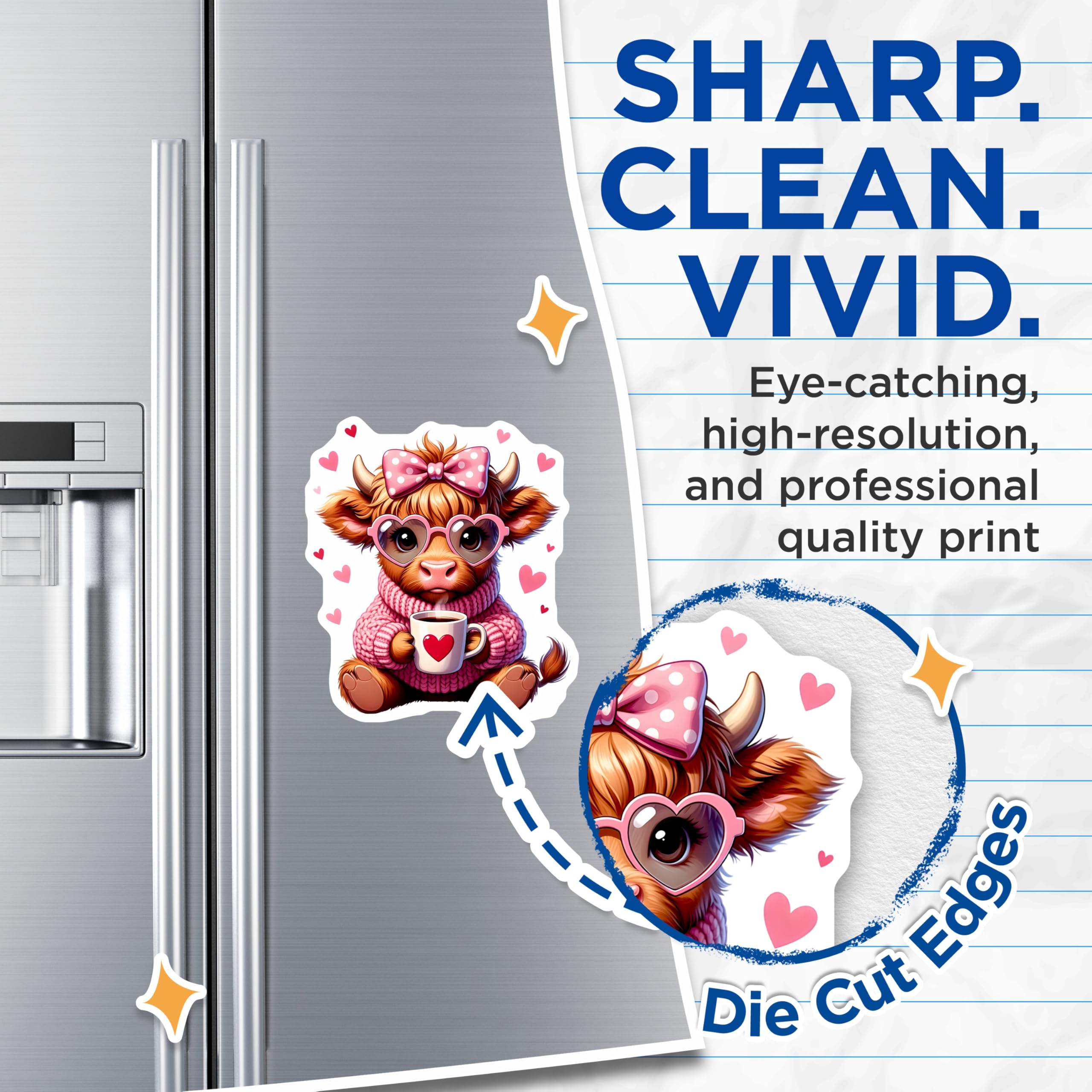 (2 Pack) Cow Magnets - Cute Animal - Heart Magnets Refrigerator Magnets - 5" On Longest Side - Premium Magnet - for Cars, Refrigerators, Toolboxes, Lockers - Made in USA - MAG14110
