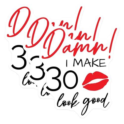 (3 Pack) 30th Birthday Decals - Thirty Birthday - Milestone Birthday Sticker - 3 Inches On Longest Side - Easy Peel & Apply - Made in USA - 3MCS4448