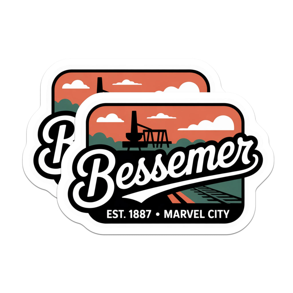 (2 Pack) Bessemer Alabama Magnets - Marvel City - Hometown Decor - 5" On Longest Side - Premium Magnet - for Cars, Refrigerators, Toolboxes, Lockers - Made in USA - MAG17307