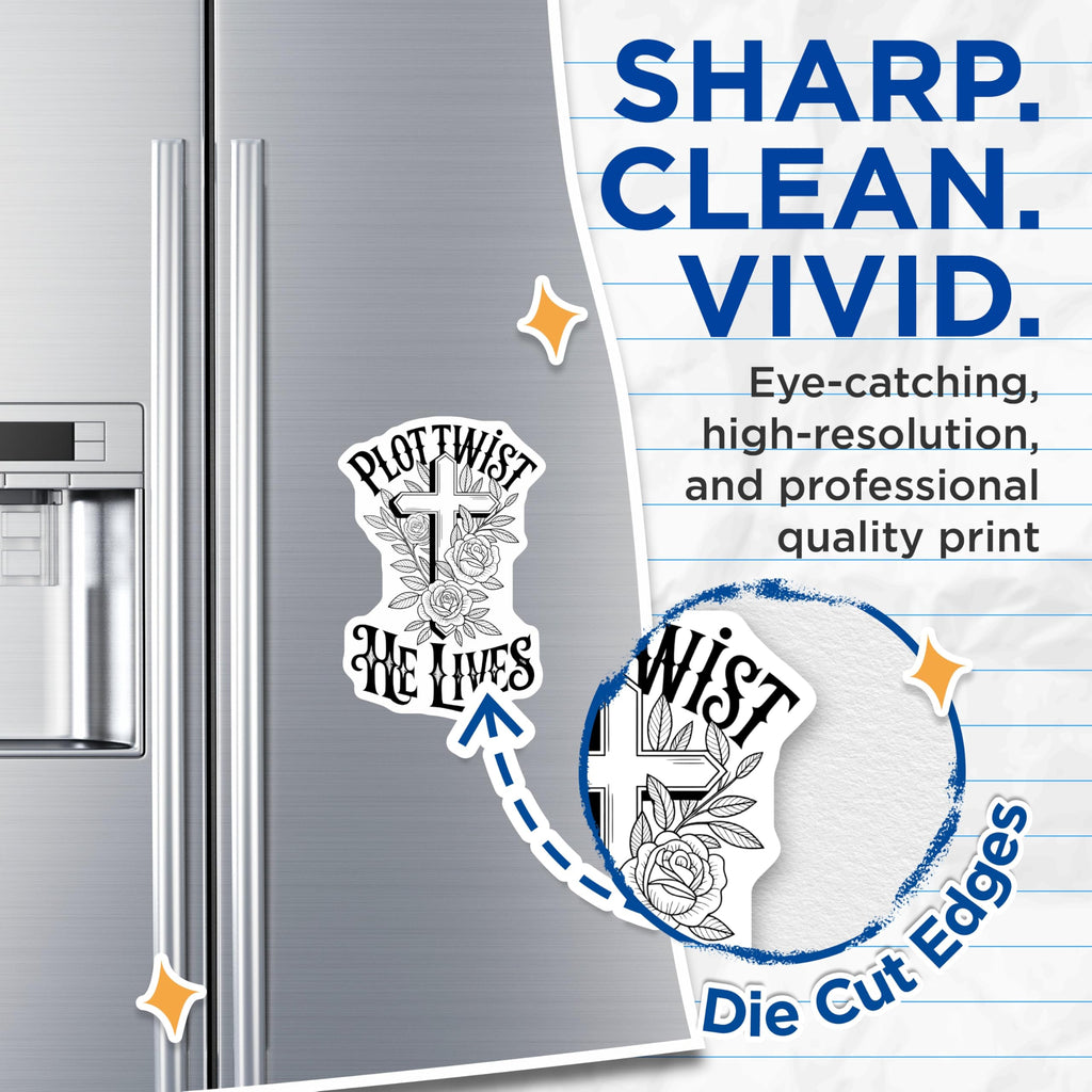 (2 Pack) Plot Twist He Lives Magnets - Religious Magnets - Christian Magnets - 5" On Longest Side - Premium Magnet - for Cars, Refrigerators, Toolboxes, Lockers - Made in USA - MAG15764