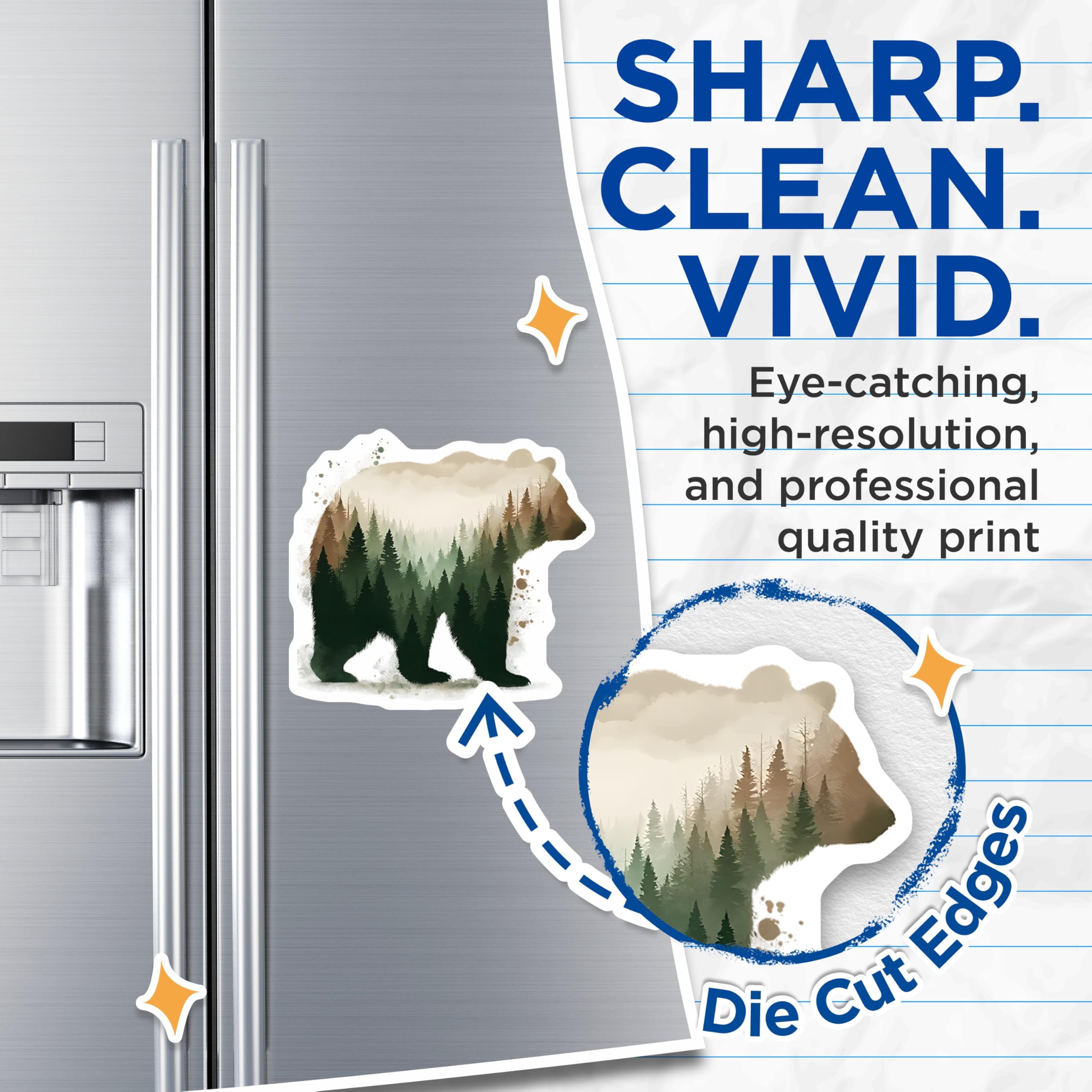 (2 Pack) Bear Forest Magnets - Nature Scene Decor - Wildlife Fridge Magnets - 5" On Longest Side - Premium Magnet - for Cars, Refrigerators, Toolboxes, Lockers - Made in USA - MAG14795