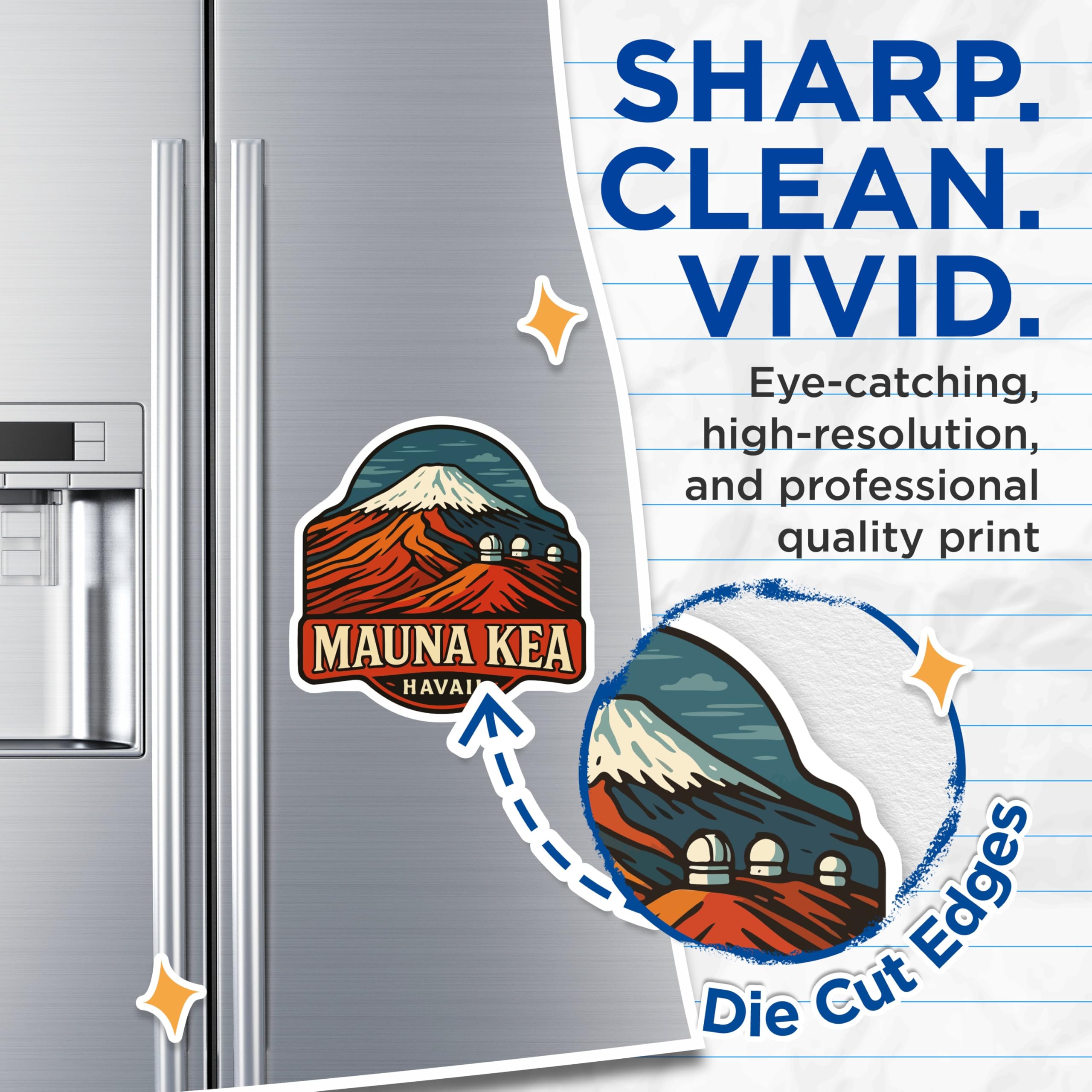 (2 Pack) Mauna Kea Hawaii Magnets - Iconic Island Mountain Decor - Big Island Observatory Souvenirs - 5 Inches On Longest Side - Thick Durable Magnet - Made in USA - MAG19686