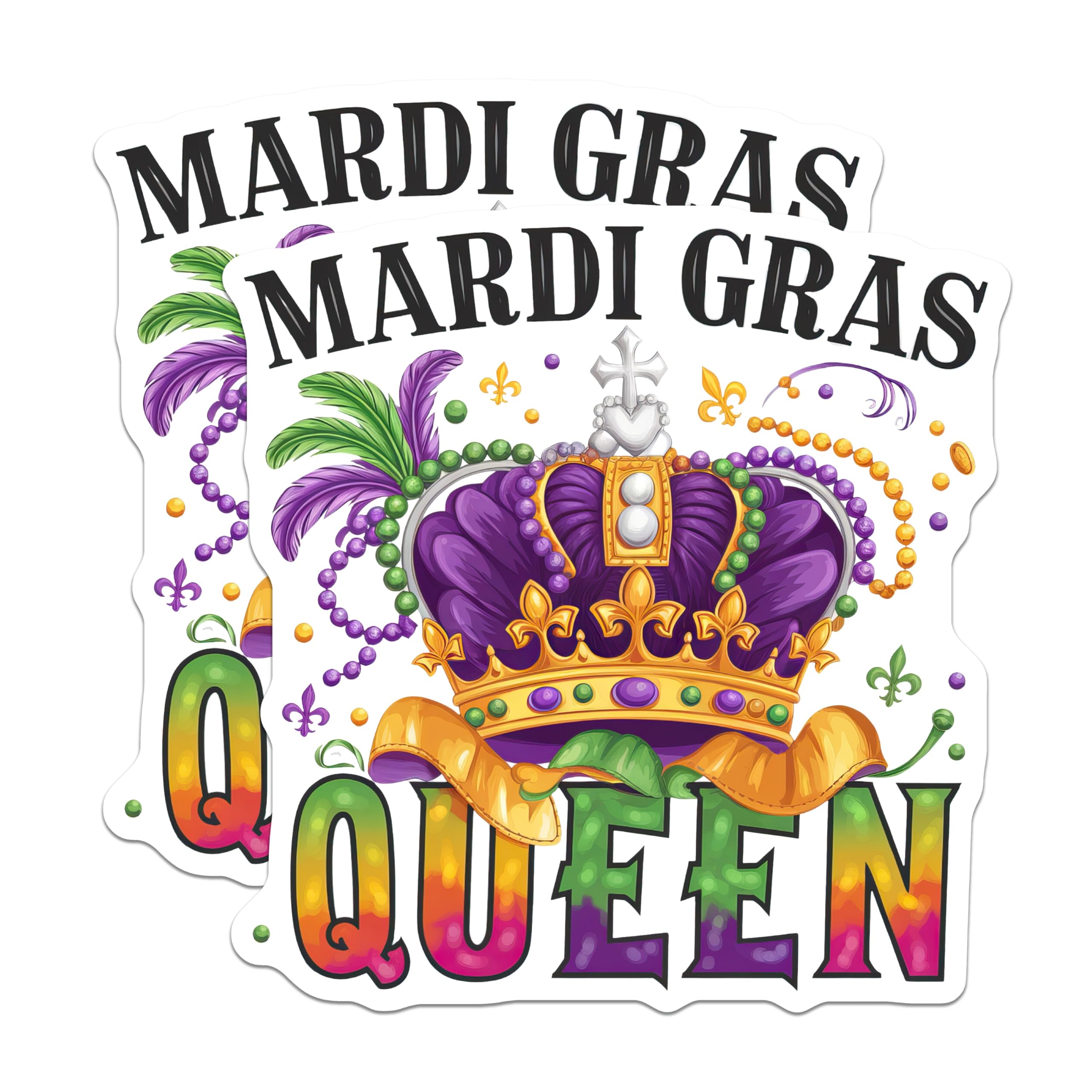 (2 Pack) Mardi Gras Queen Magnets - Purple Crown Decorations - Carnival Magnets - 5" On Longest Side - Premium Magnet - for Cars, Refrigerators, Toolboxes, Lockers - Made in USA - MAG15768