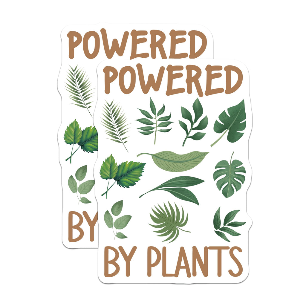 (2 Pack) Powered by Plants Magnets - Plant Lover Decor - Vegan Fridge Decor - 5" On Longest Side - Premium Magnet - for Cars, Refrigerators, Toolboxes, Lockers - Made in USA - MAG17468