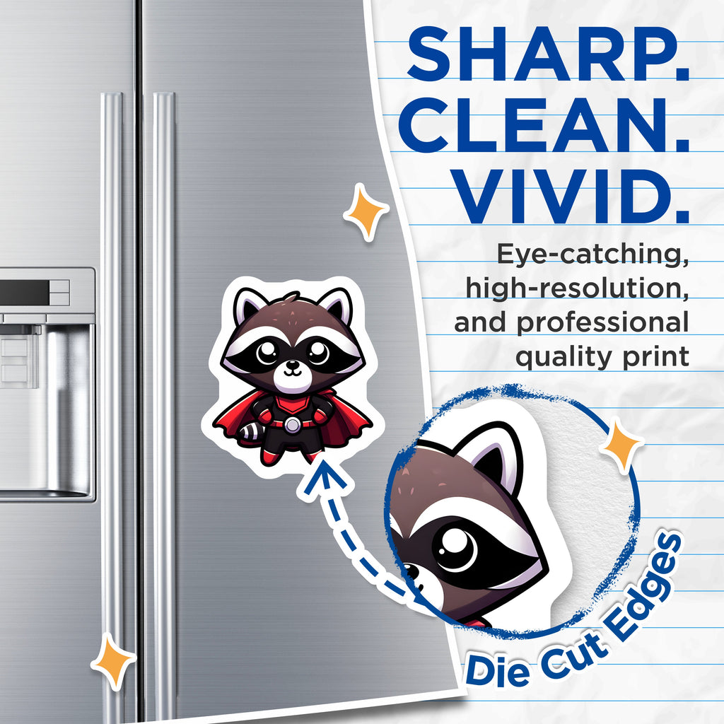 (2 Pack) Cute Raccoon Superhero Magnets - Kawaii Animal Fridge Decor - Comic Book Fan Magnets - 5 Inches On Longest Side - Thick Durable Magnet - Made in USA - MAG38420