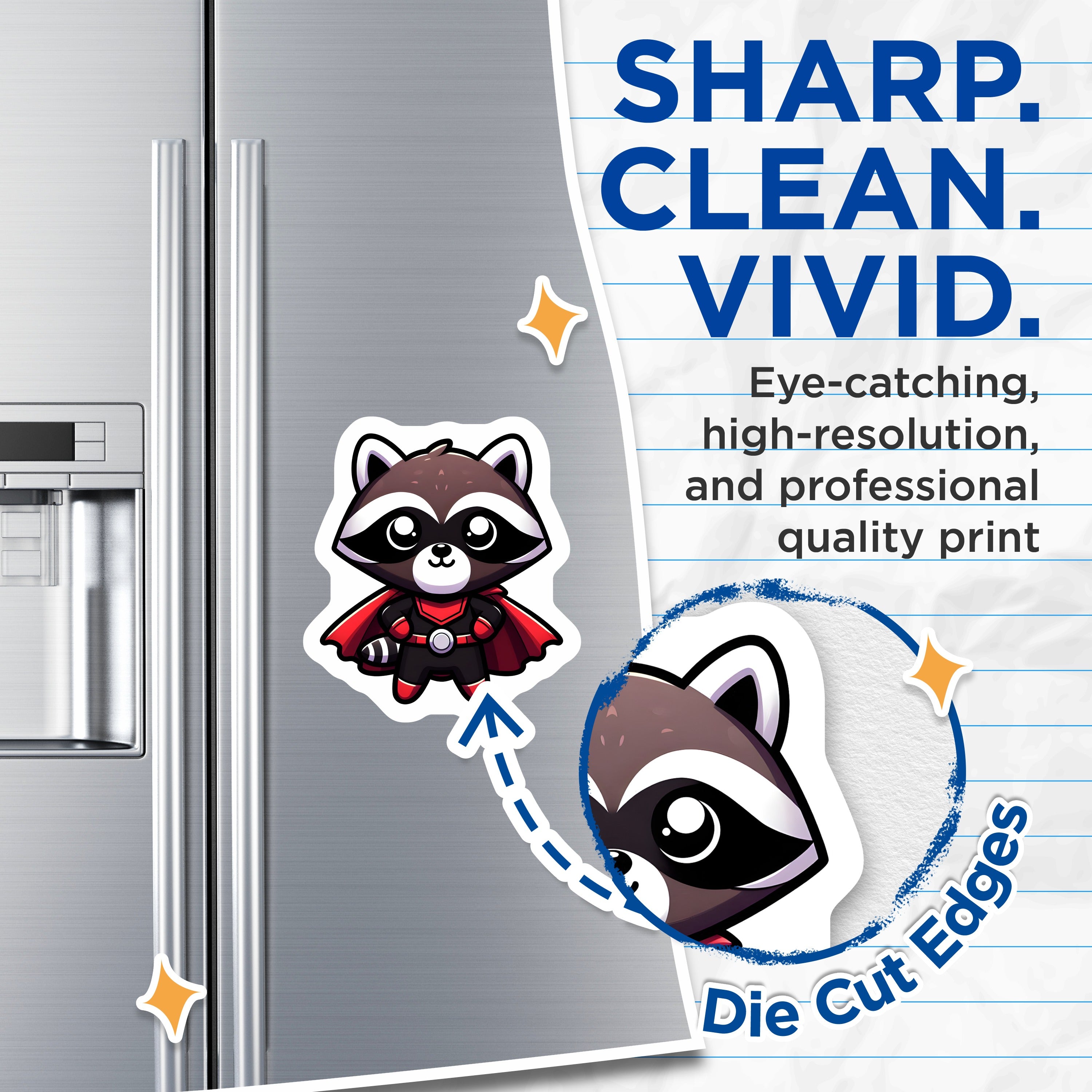 (2 Pack) Cute Raccoon Superhero Magnets - Kawaii Animal Fridge Decor - Comic Book Fan Magnets - 5 Inches On Longest Side - Thick Durable Magnet - Made in USA - MAG38420