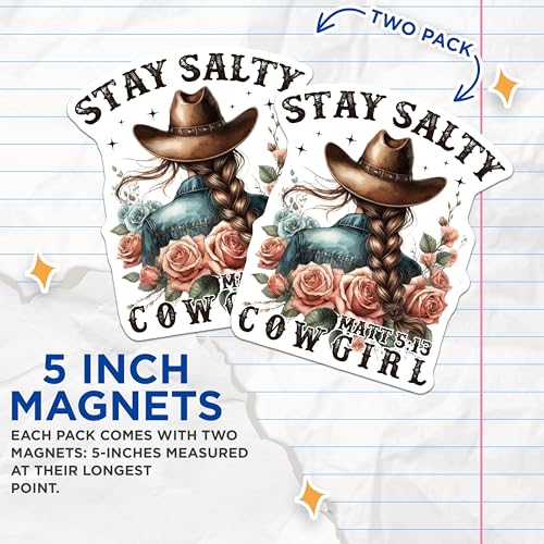 (2 Pack) Western Decor Magnet - Inspirational Quote - Rodeo Theme - 5" On Longest Side - Sticks to Smooth Flat Surfaces - Made in USA - MAG10080