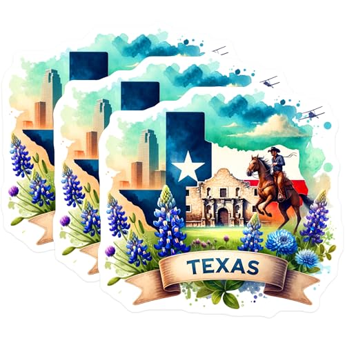 (3 Pack) Texas Pride Decals - Cowboy - Lone Star State Decor- 3 Inches On Longest Side - Easy Peel & Apply - Made in USA - 3MCS5478