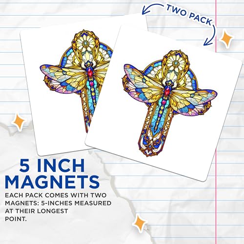 (2 Pack) Art Nouveau Motif Magnet - Colorful Home Decor - 5" On Longest Side - Sticks to Smooth Flat Surfaces - Made in USA - MAG9960