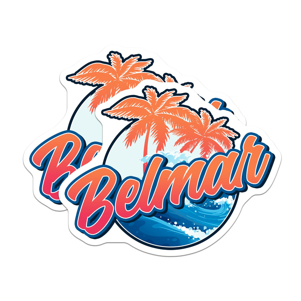 (2 Pack) Belmar New Jersey Magnets - Beach Town Souvenir - Coastal Fridge Decor - 5" On Longest Side - Premium Magnet - for Cars, Refrigerators, Toolboxes, Lockers - Made in USA - MAG18958
