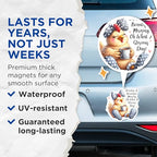(2 Pack) Cute Chicken Coffee Magnets - Funny Morning Quote - Polka Dot Bow Magnets - 5" On Longest Side - for Cars, Fridges, Toolboxes - Made in USA - MAG4503